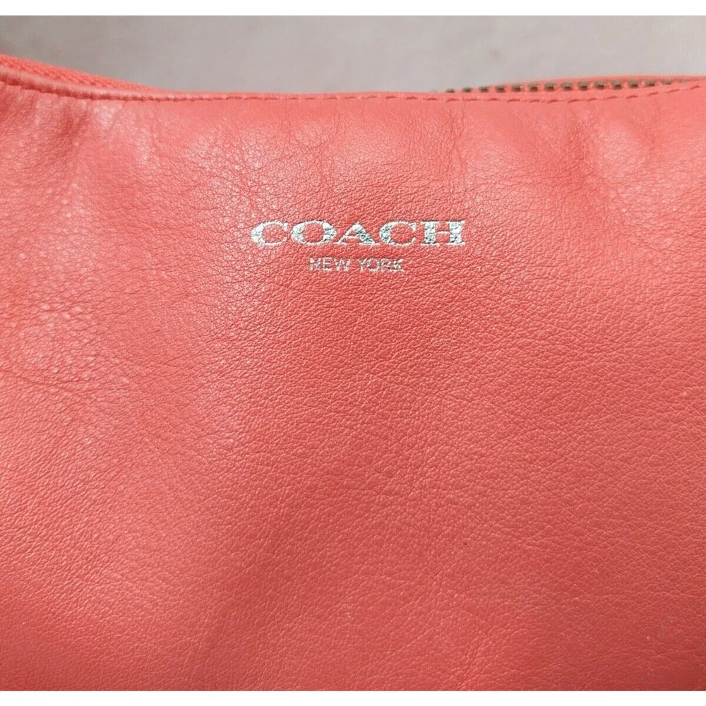 Coach Courtenay Coral Pink Leather Turnlock Pocket Tassel Hobo Shoulder Bag
